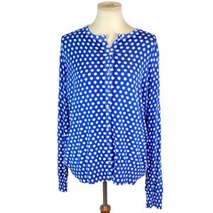 Woman’s Covington blue and white polkadot cardigan size XL